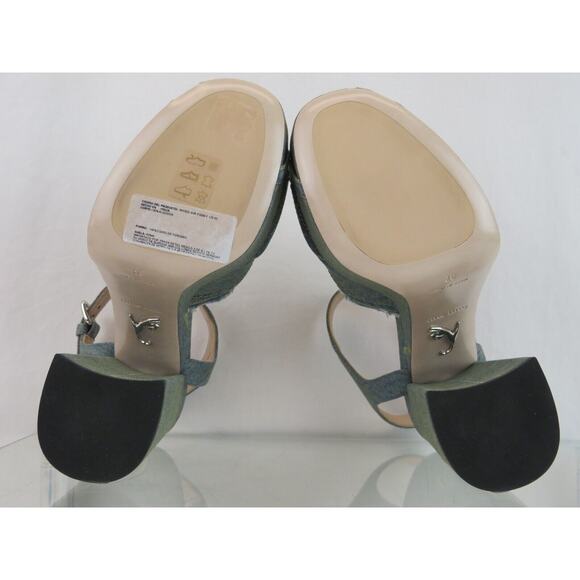 MIU MIU 5XP832 BLUE WASHED DENIM BUCKLE ANKLE STRAP SANDAL PLATFORM PUMPS 37 - Picture 10 of 14